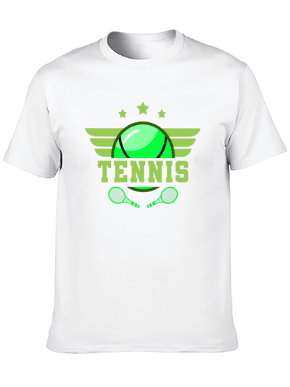 Tennis Graphic Tee - Black Cotton T-Shirt
