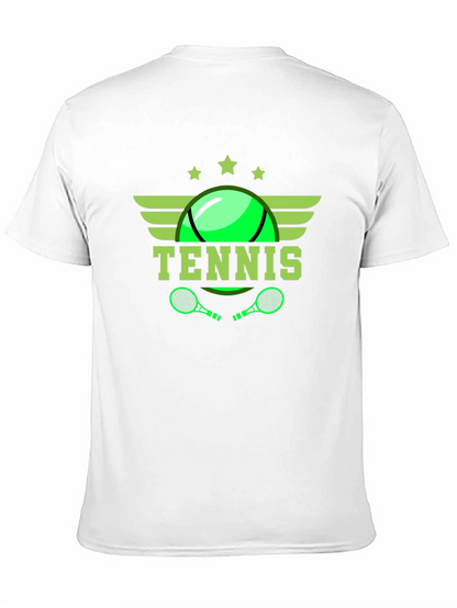 Tennis Graphic Tee - Black Cotton T-Shirt