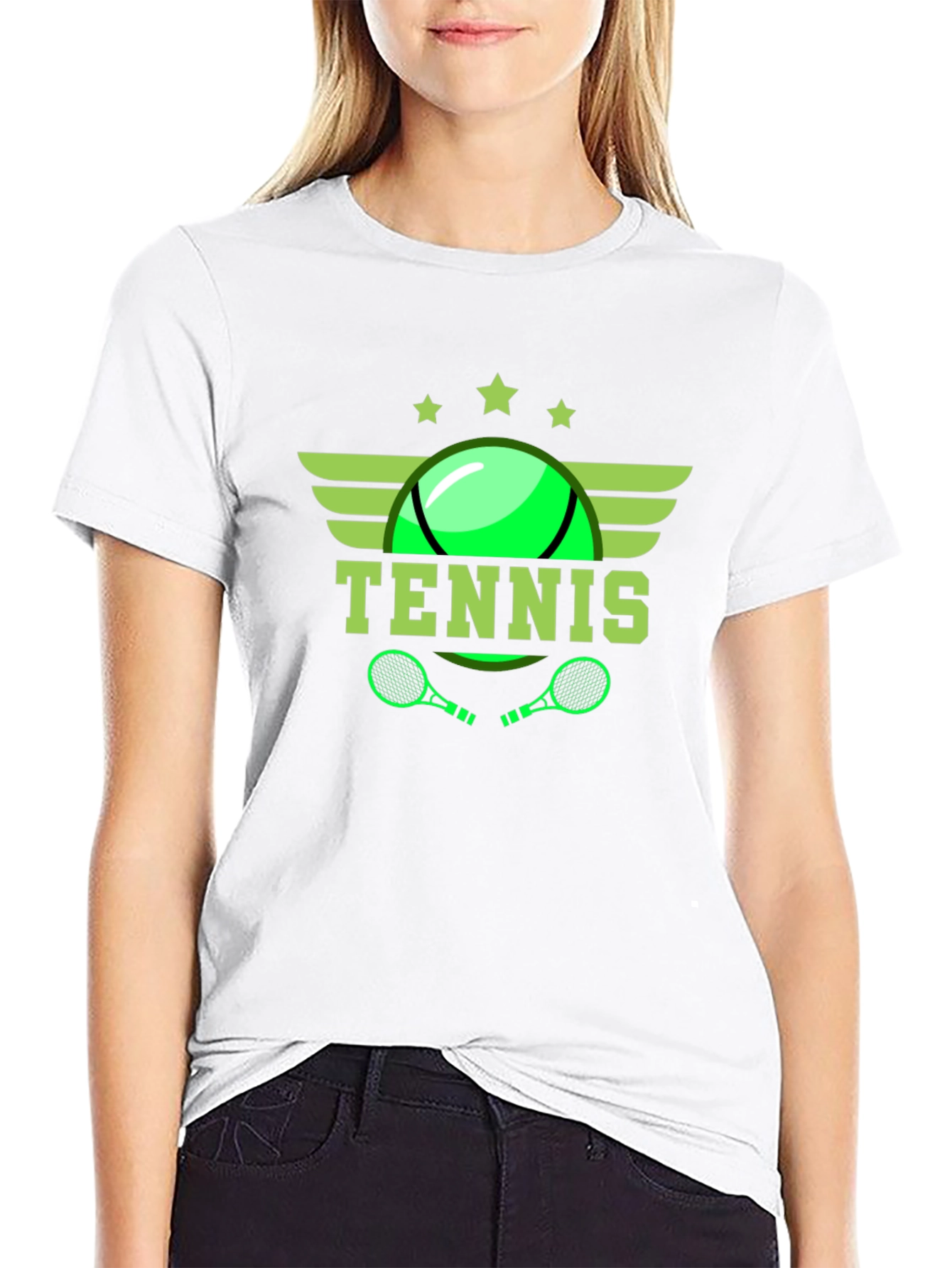 Tennis Graphic Tee - Black Cotton T-Shirt