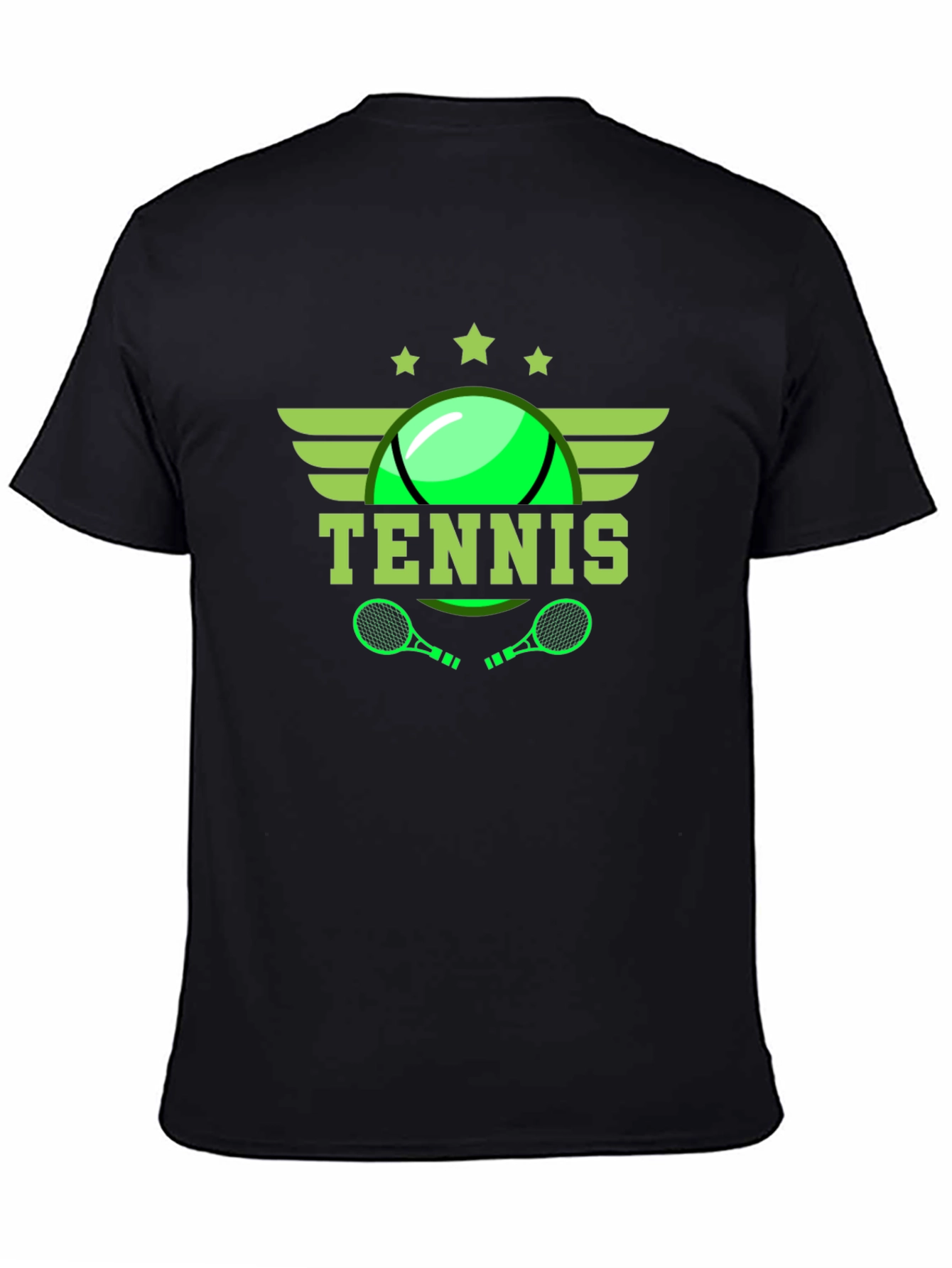 Tennis Graphic Tee - Black Cotton T-Shirt