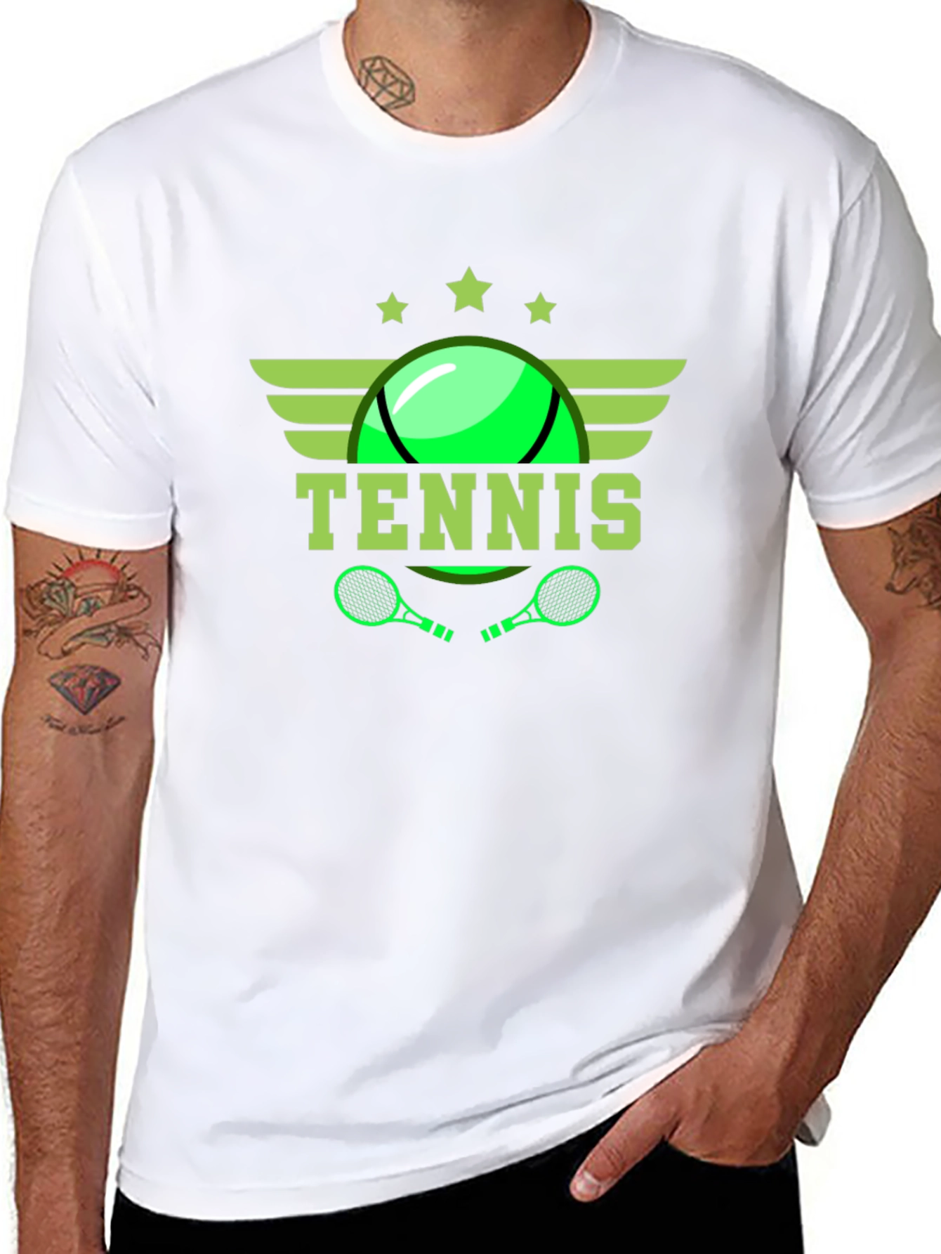 Tennis Graphic Tee - Black Cotton T-Shirt