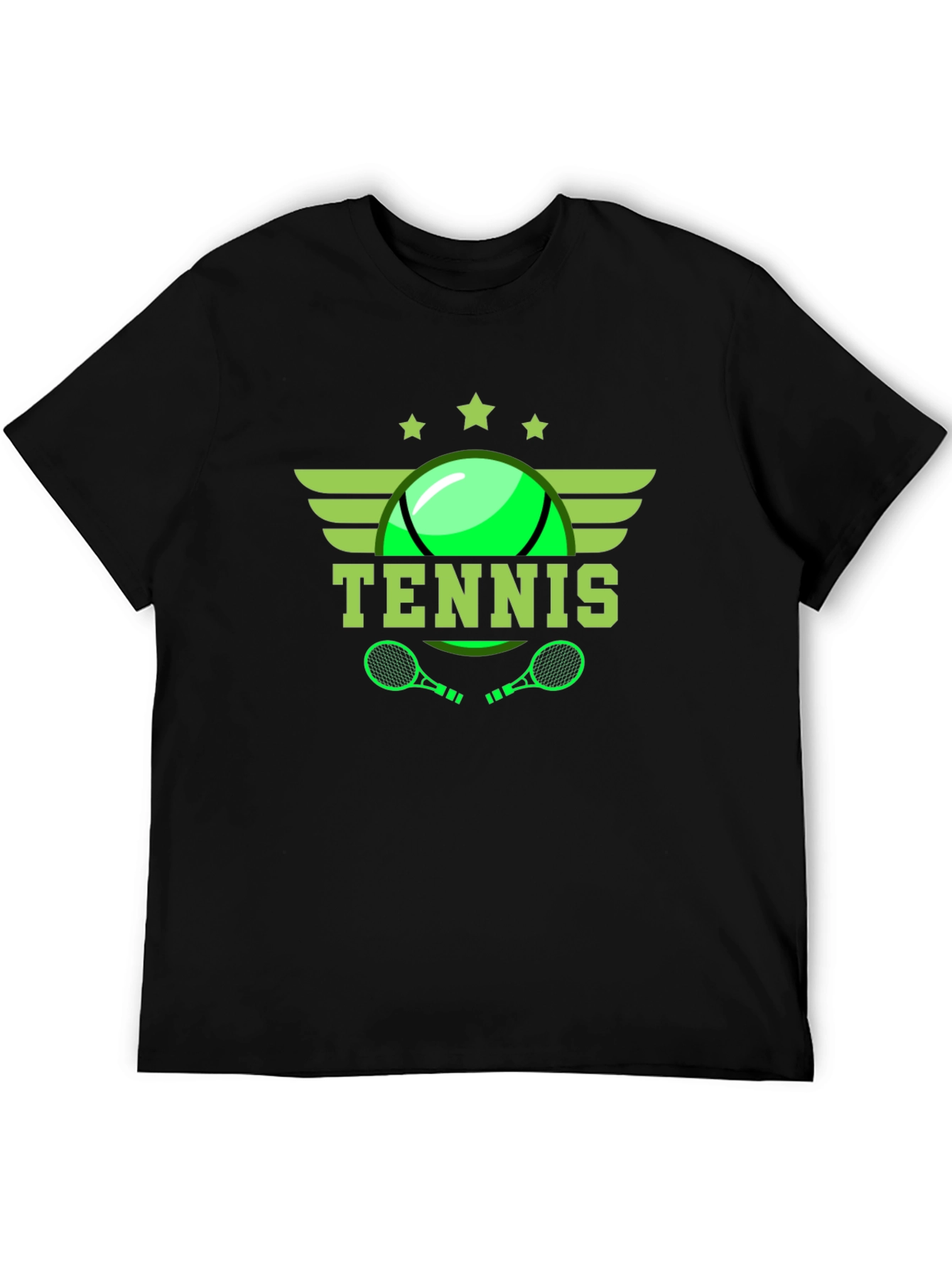 Tennis Graphic Tee - Black Cotton T-Shirt