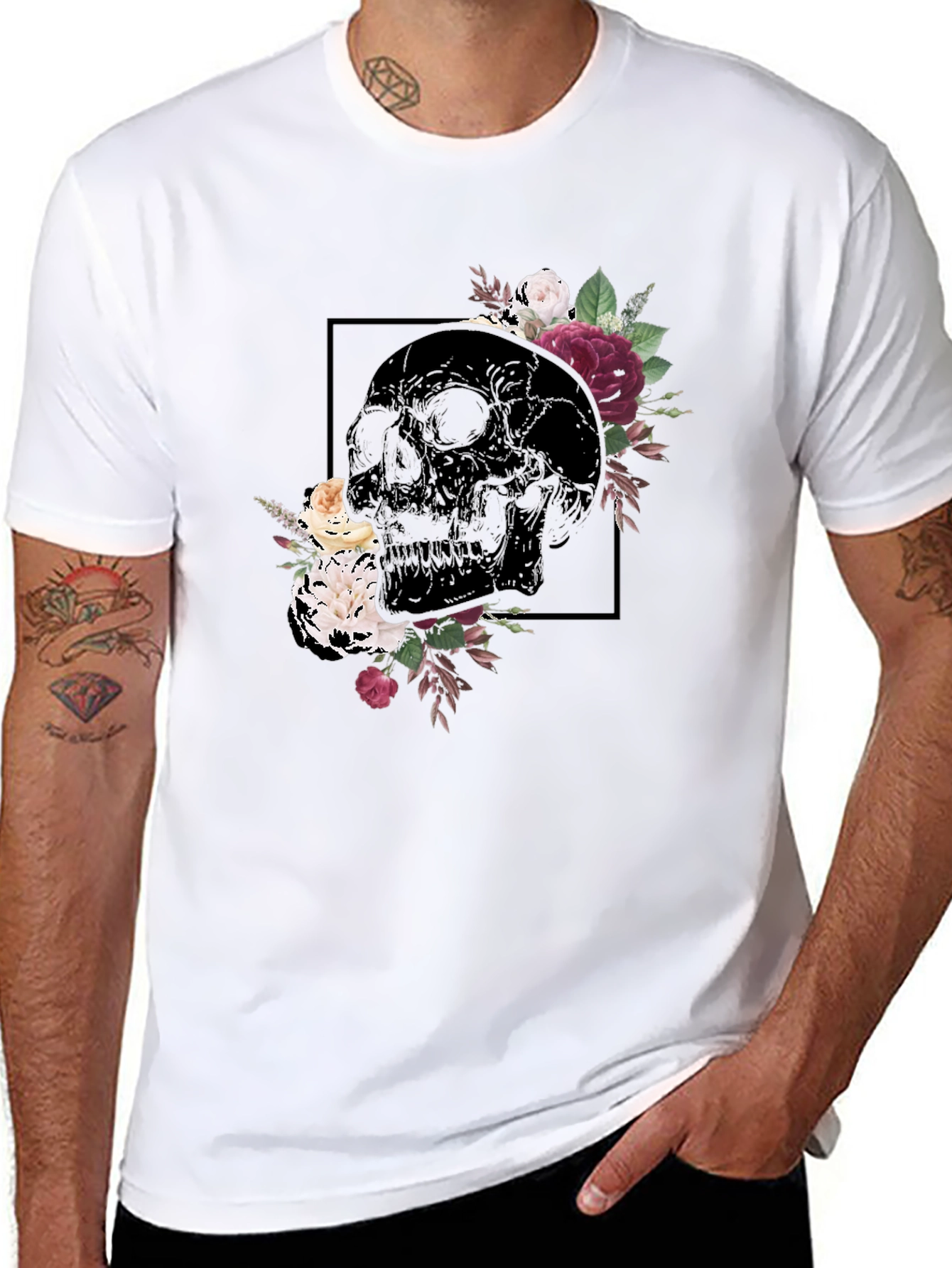 Floral Skull Graphic Tee