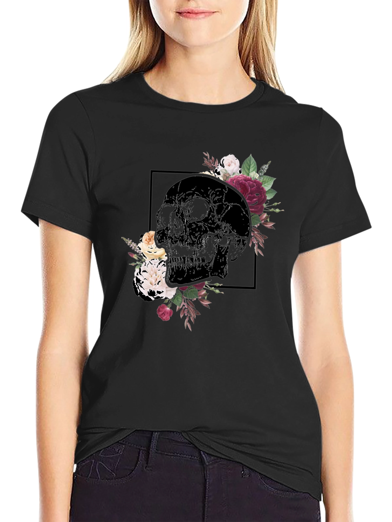 Floral Skull Graphic Tee