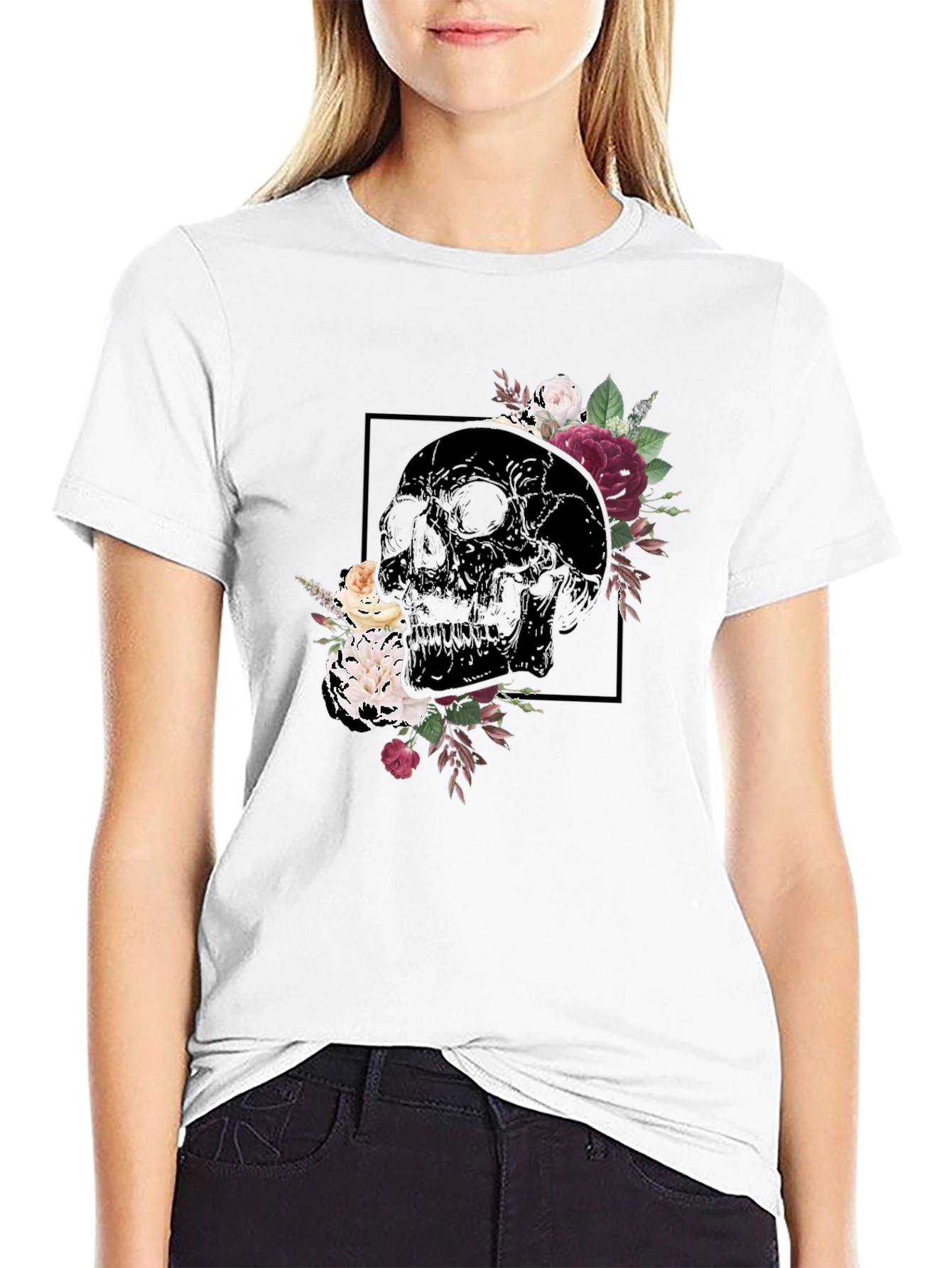 Floral Skull Graphic Tee