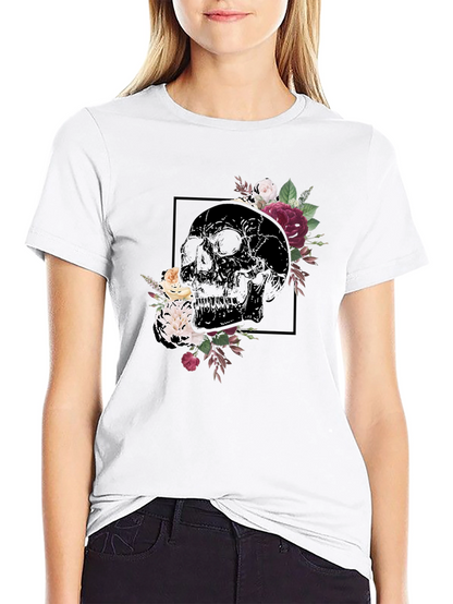 Floral Skull Graphic Tee