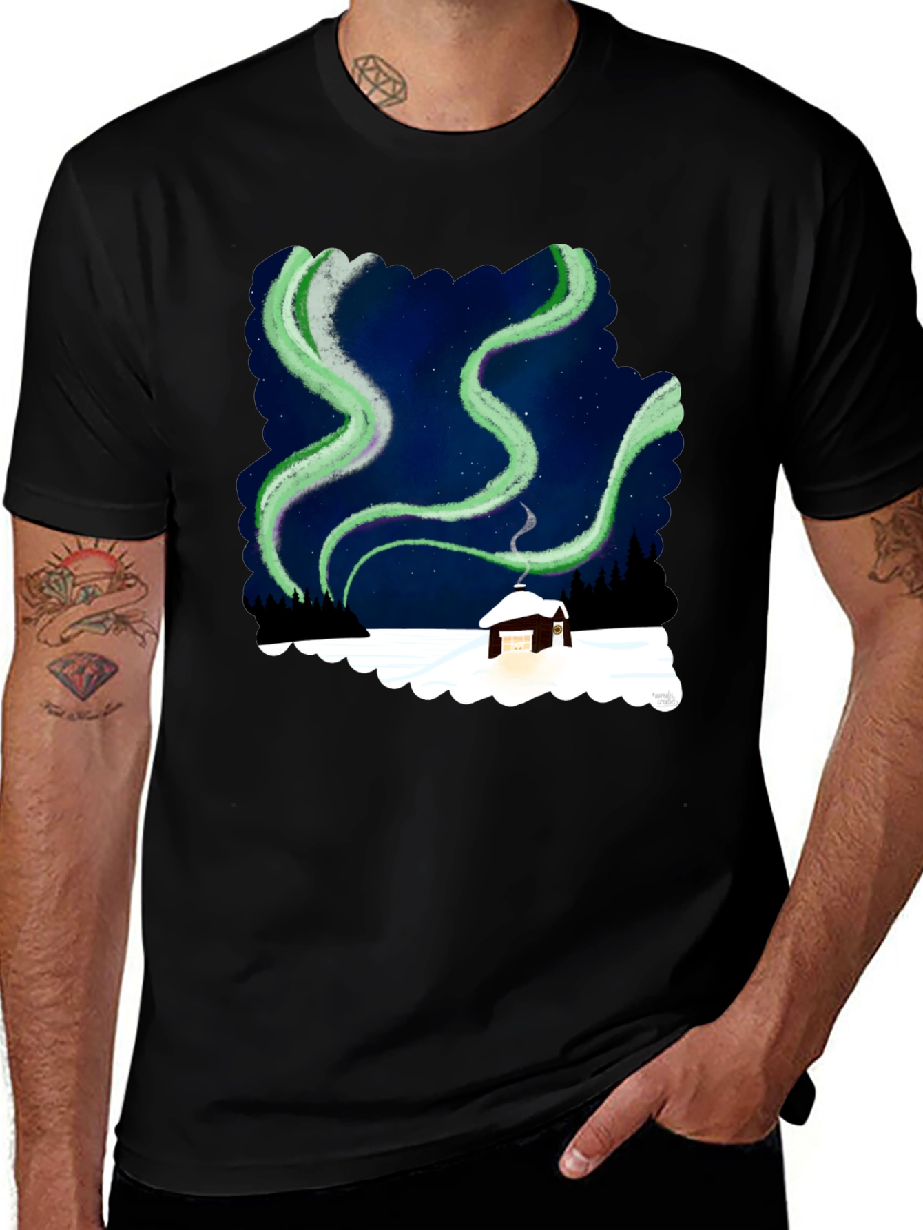 Aurora Cabin Black T-Shirt