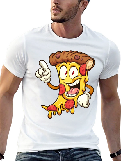Pizza Cartoon Graphic Tee - Black