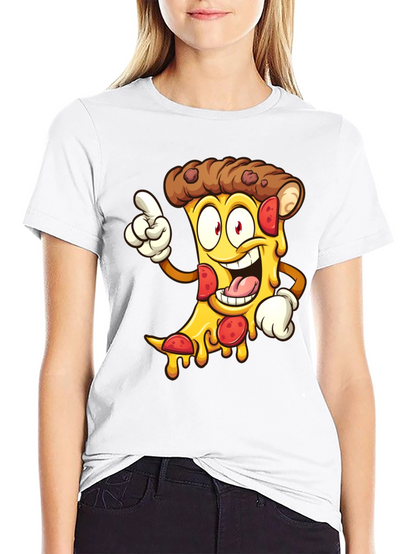 Pizza Cartoon Graphic Tee - Black