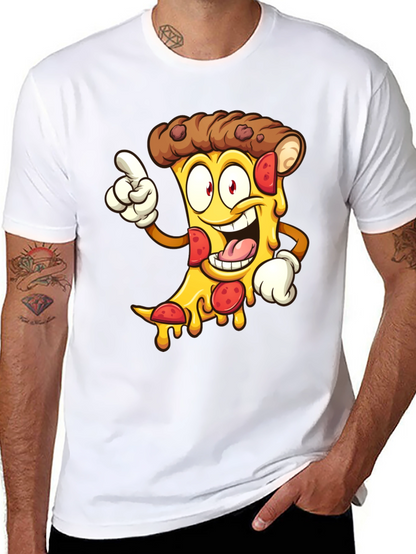 Pizza Cartoon Graphic Tee - Black