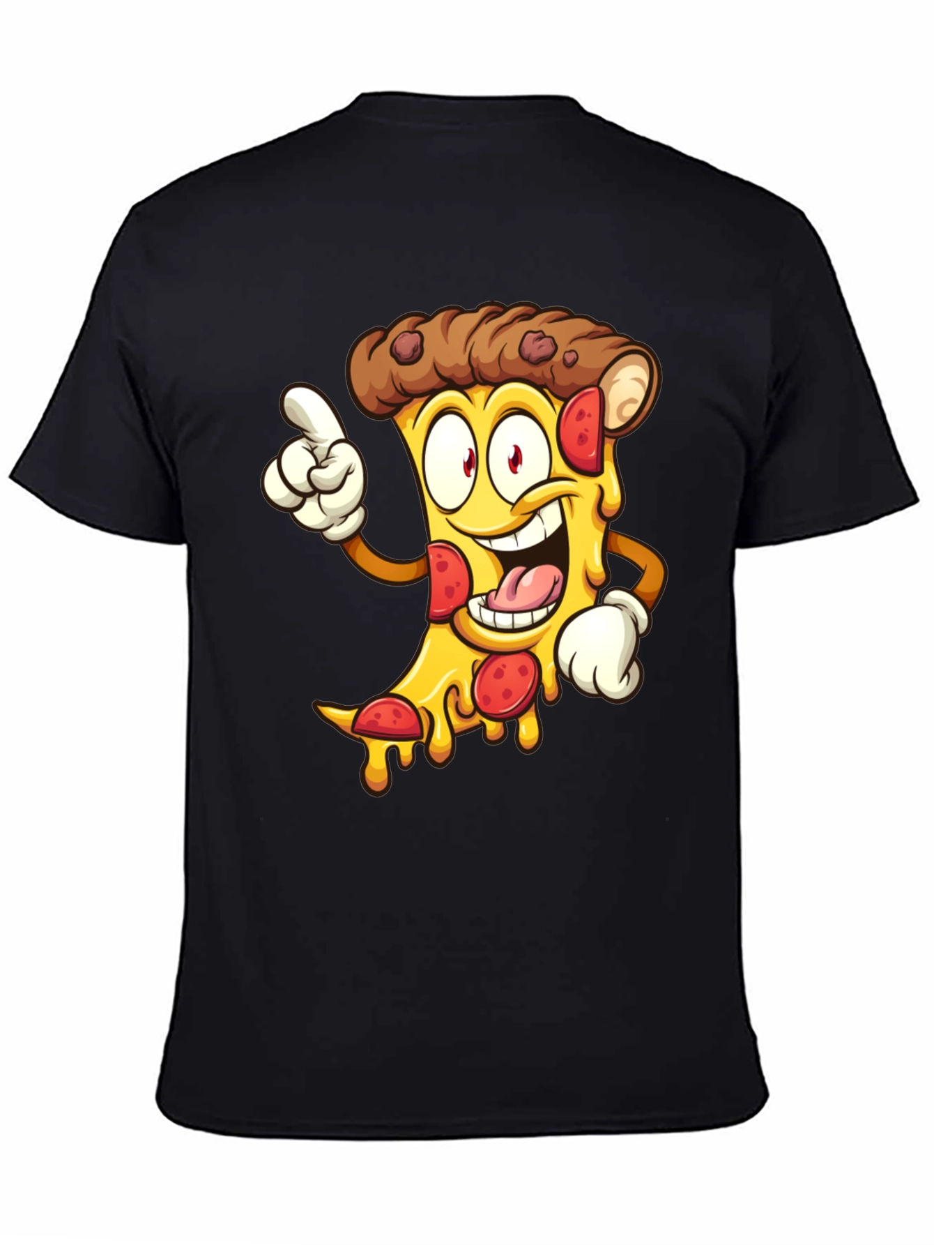 Pizza Cartoon Graphic Tee - Black