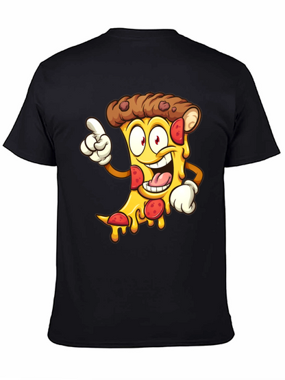 Pizza Cartoon Graphic Tee - Black