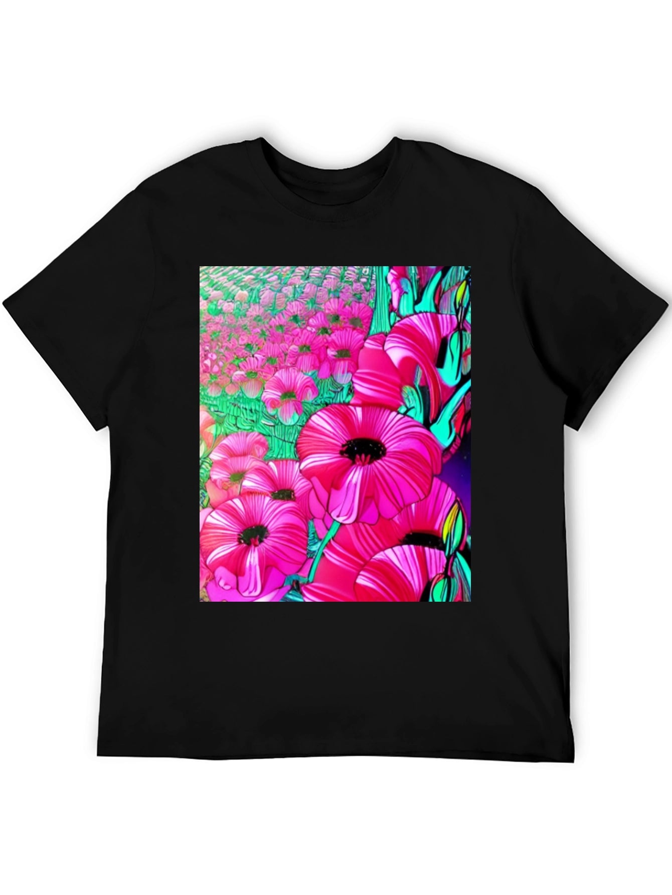 Floral Print Graphic T-Shirt - Vibrant Flower Design