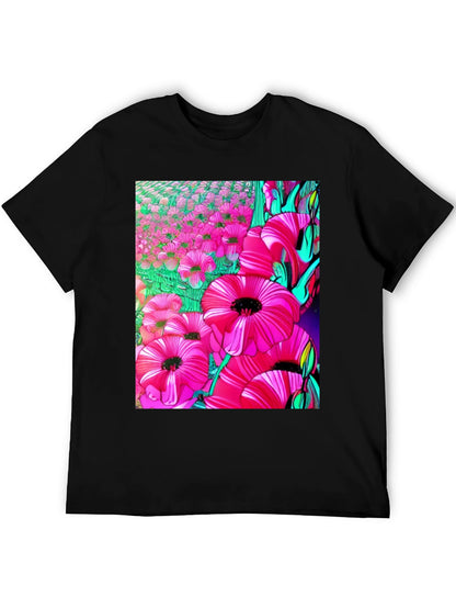 Floral Print Graphic T-Shirt - Vibrant Flower Design