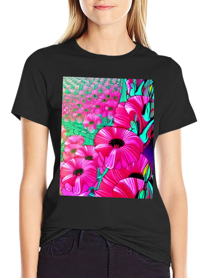 Floral Print Graphic T-Shirt - Vibrant Flower Design
