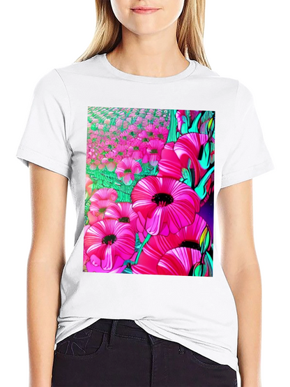 Floral Print Graphic T-Shirt - Vibrant Flower Design