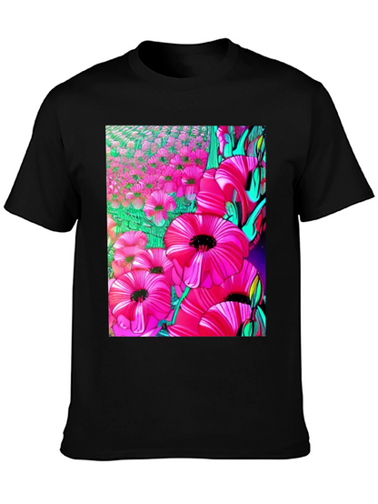 Floral Print Graphic T-Shirt - Vibrant Flower Design