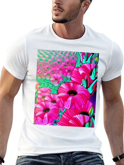 Floral Print Graphic T-Shirt - Vibrant Flower Design