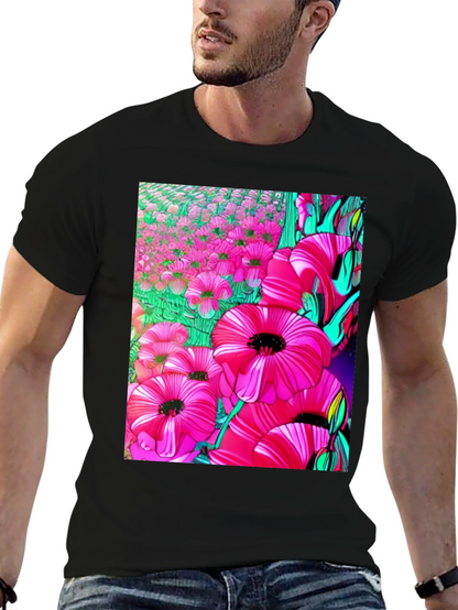 Floral Print Graphic T-Shirt - Vibrant Flower Design