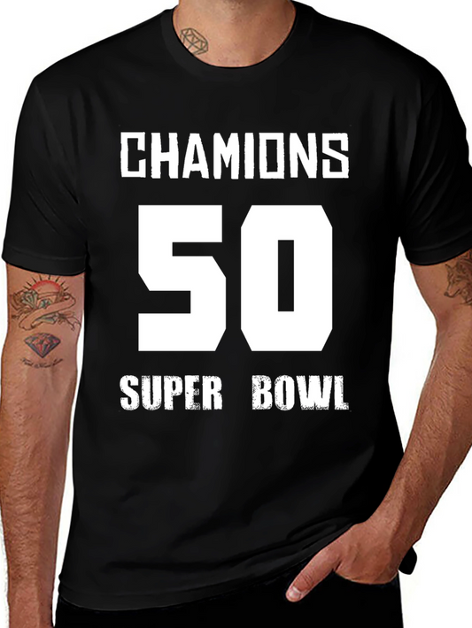 Champions 50 Super Bowl Black T-Shirt