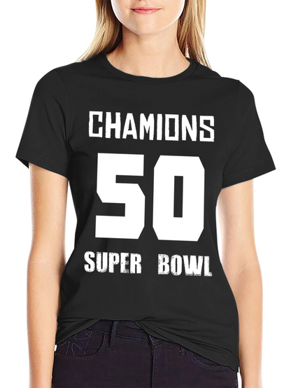 Champions 50 Super Bowl Black T-Shirt
