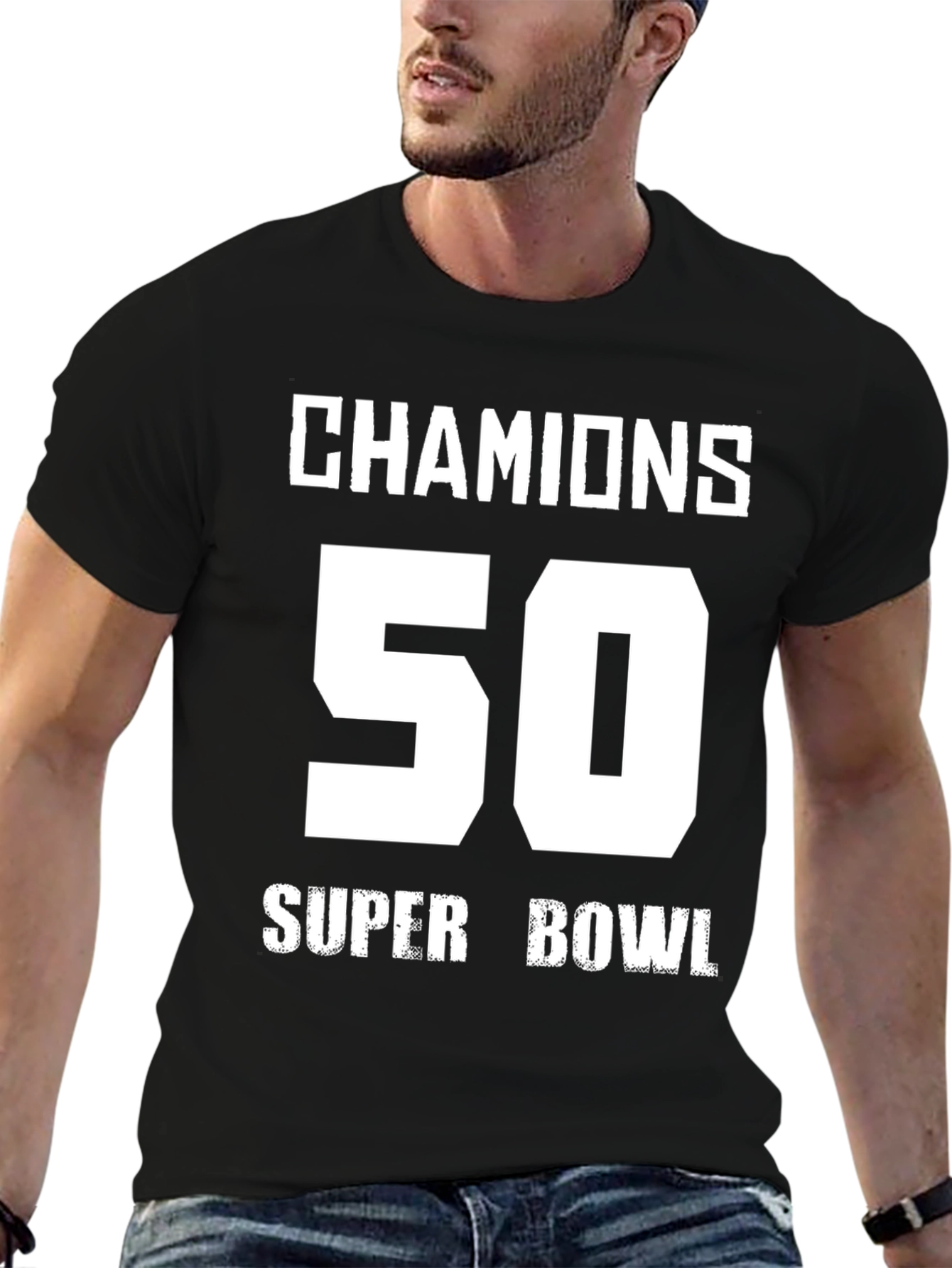 Champions 50 Super Bowl Black T-Shirt