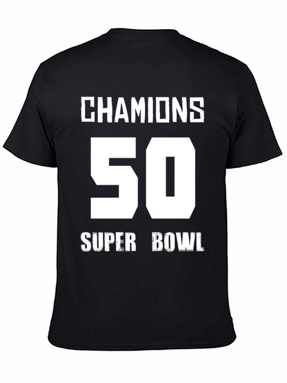 Champions 50 Super Bowl Black T-Shirt