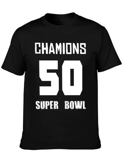 Champions 50 Super Bowl Black T-Shirt