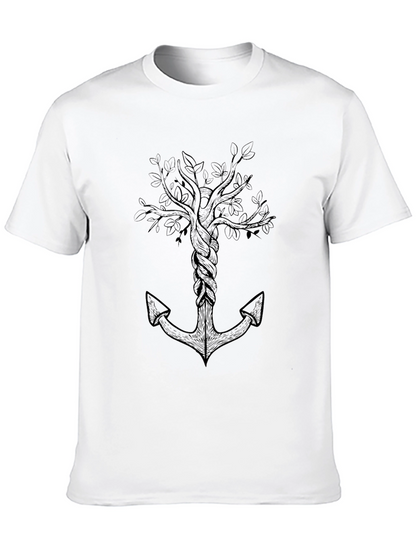Anchor Tree Graphic Tee -  Mens Black T-Shirt