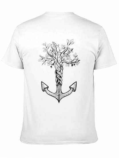 Anchor Tree Graphic Tee -  Mens Black T-Shirt