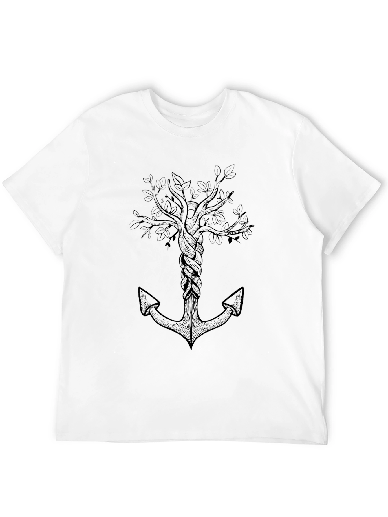 Anchor Tree Graphic Tee -  Mens Black T-Shirt