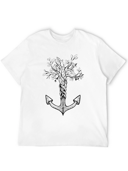 Anchor Tree Graphic Tee -  Mens Black T-Shirt