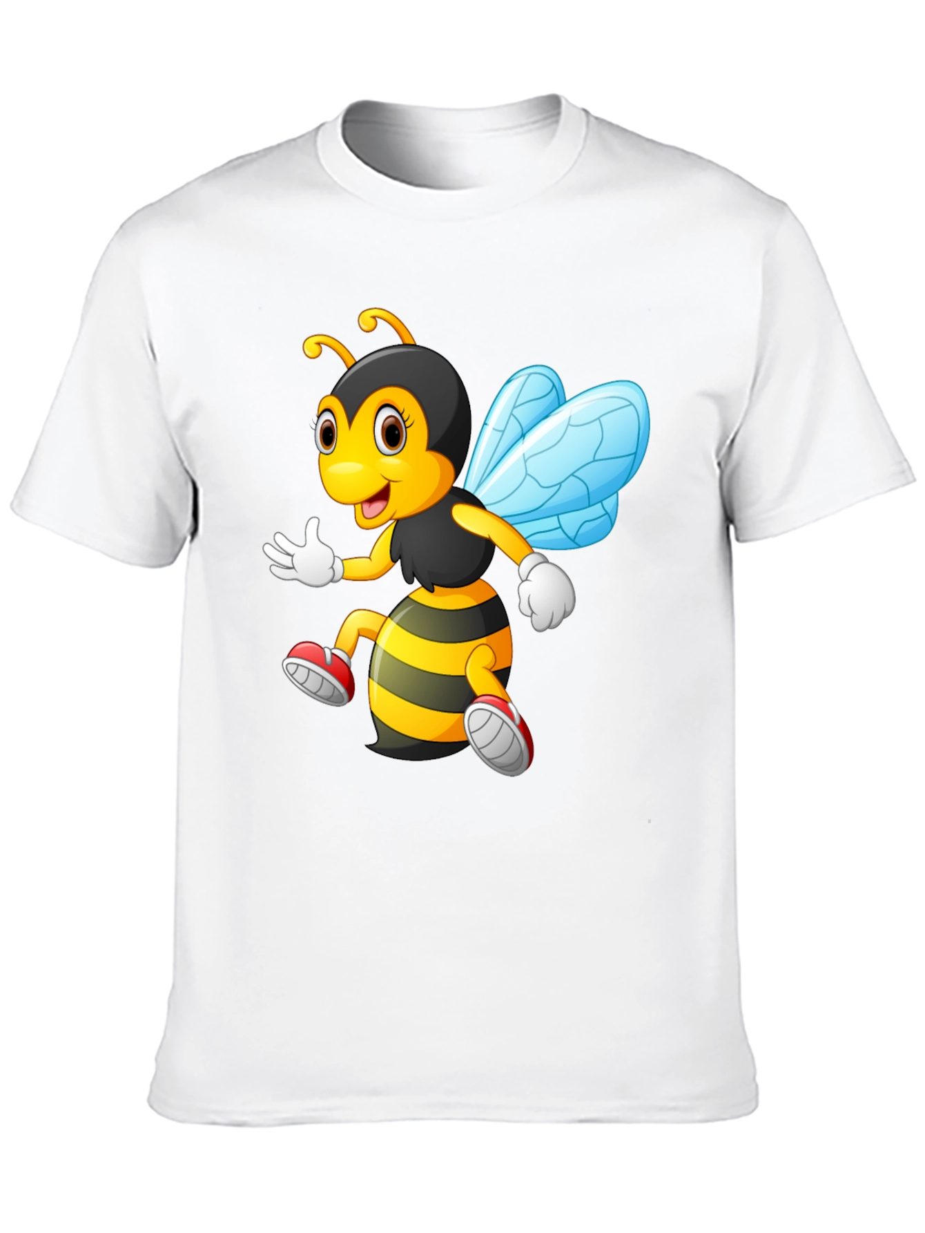 Cartoon Bee Graphic T-Shirt - Black Crew Neck