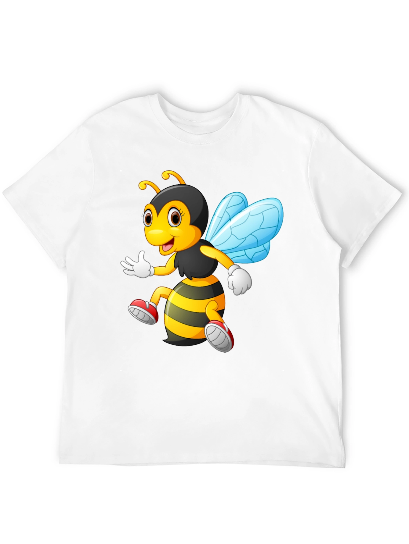 Cartoon Bee Graphic T-Shirt - Black Crew Neck