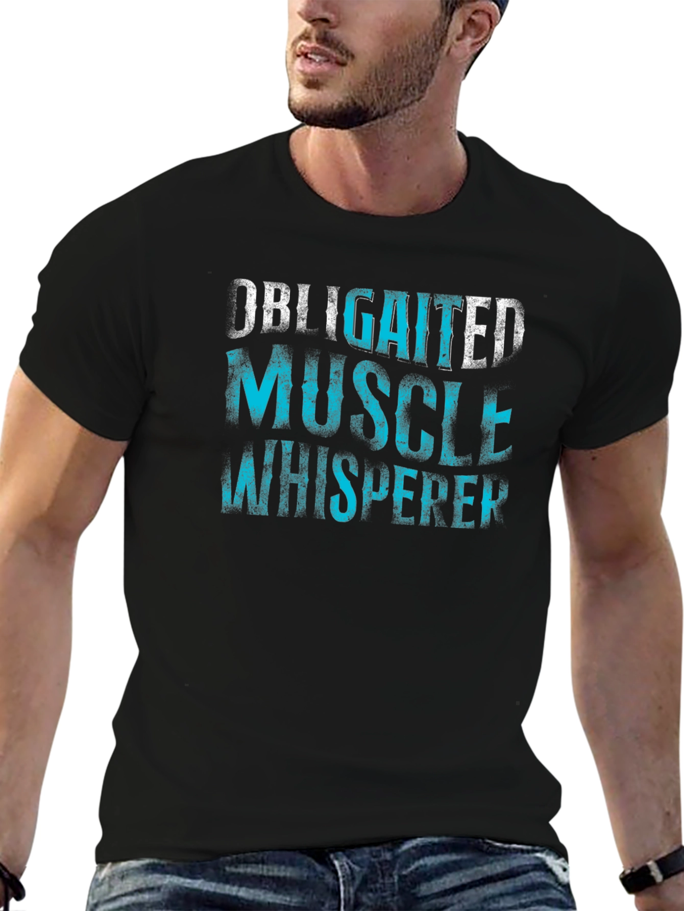 Obligated Muscle Whisperer Black Graphic Tee