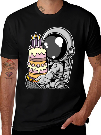 Astronaut Birthday Cake T-Shirt - Space Celebration Tee