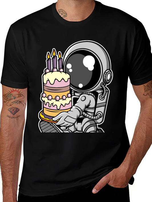 Astronaut Birthday Cake T-Shirt - Space Celebration Tee