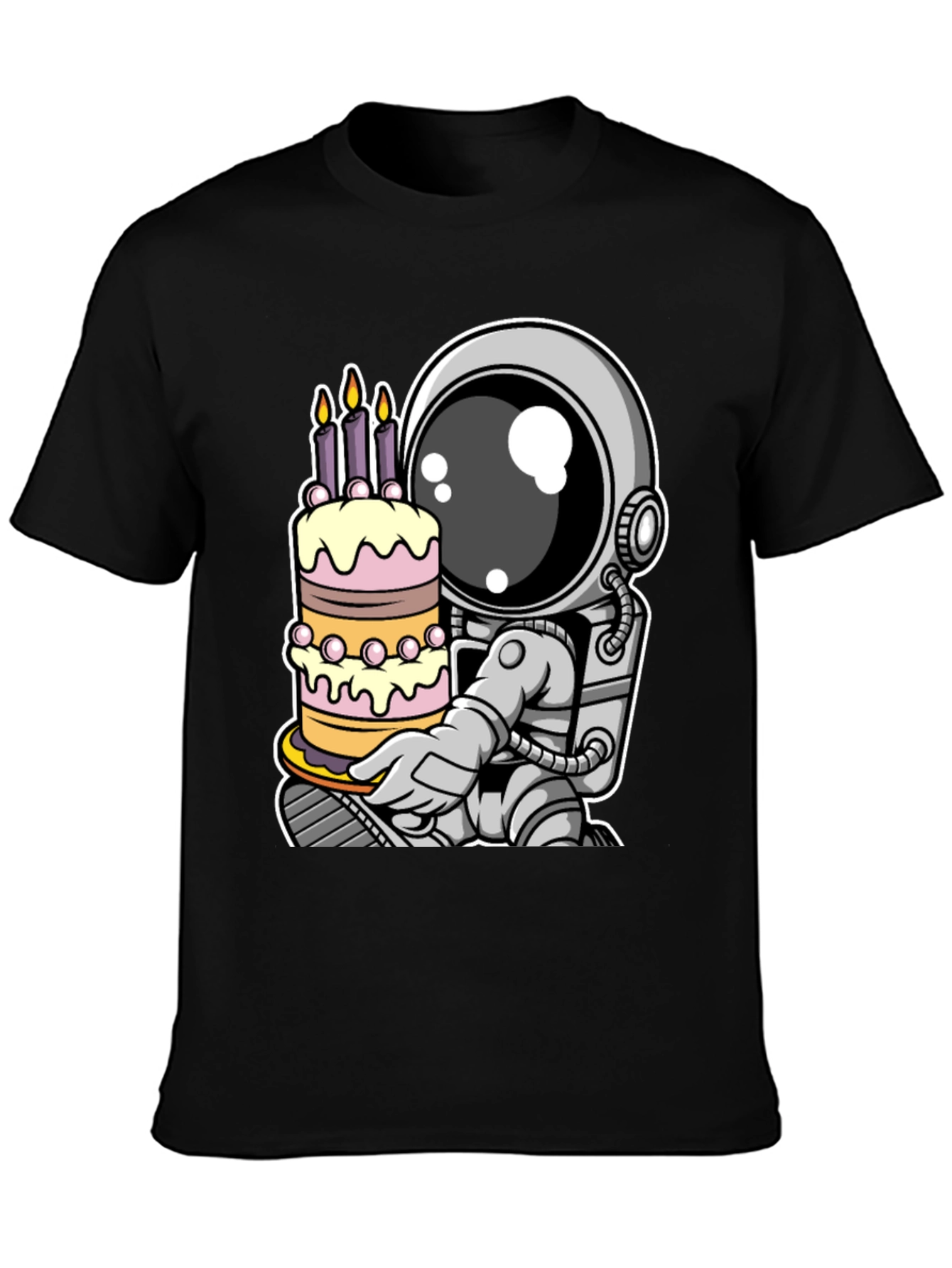 Astronaut Birthday Cake T-Shirt - Space Celebration Tee