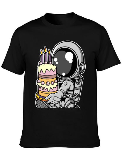 Astronaut Birthday Cake T-Shirt - Space Celebration Tee