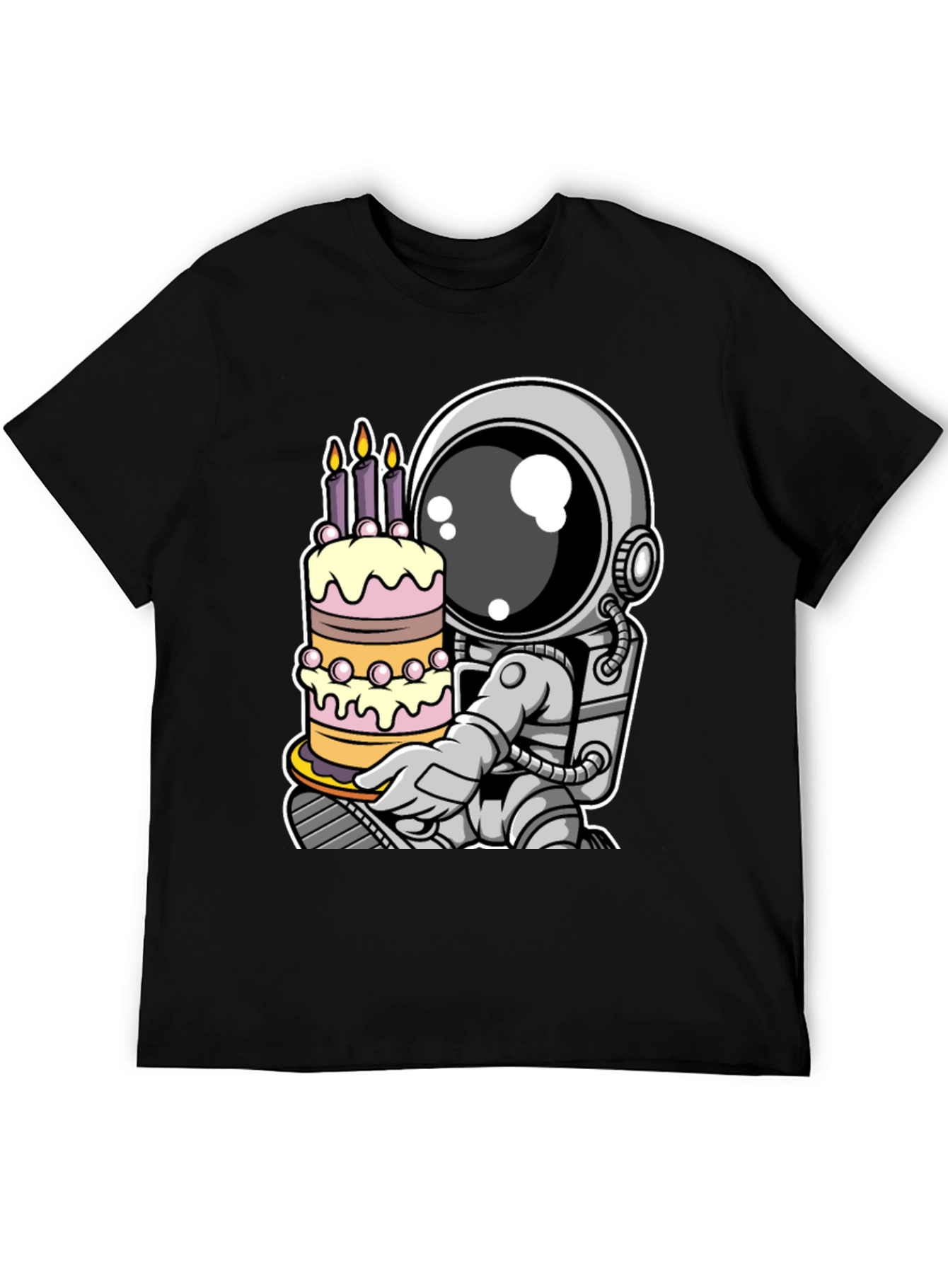Astronaut Birthday Cake T-Shirt - Space Celebration Tee