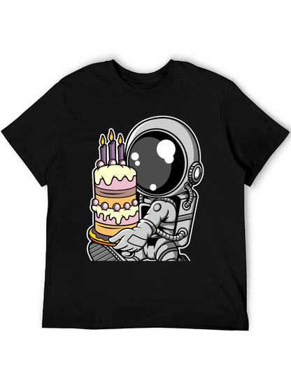 Astronaut Birthday Cake T-Shirt - Space Celebration Tee