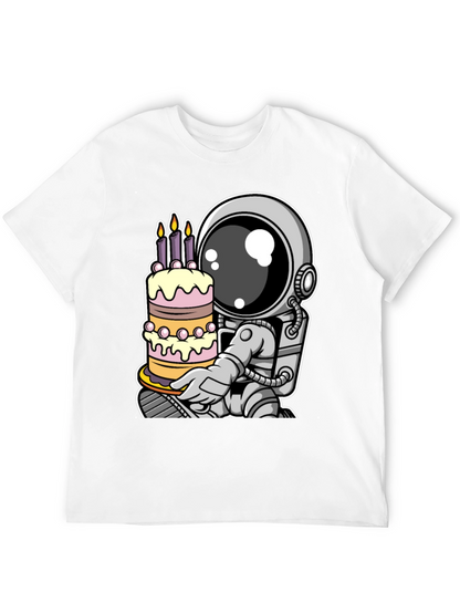 Astronaut Birthday Cake T-Shirt - Space Celebration Tee