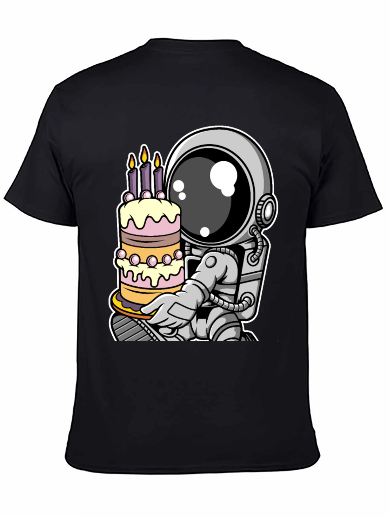 Astronaut Birthday Cake T-Shirt - Space Celebration Tee
