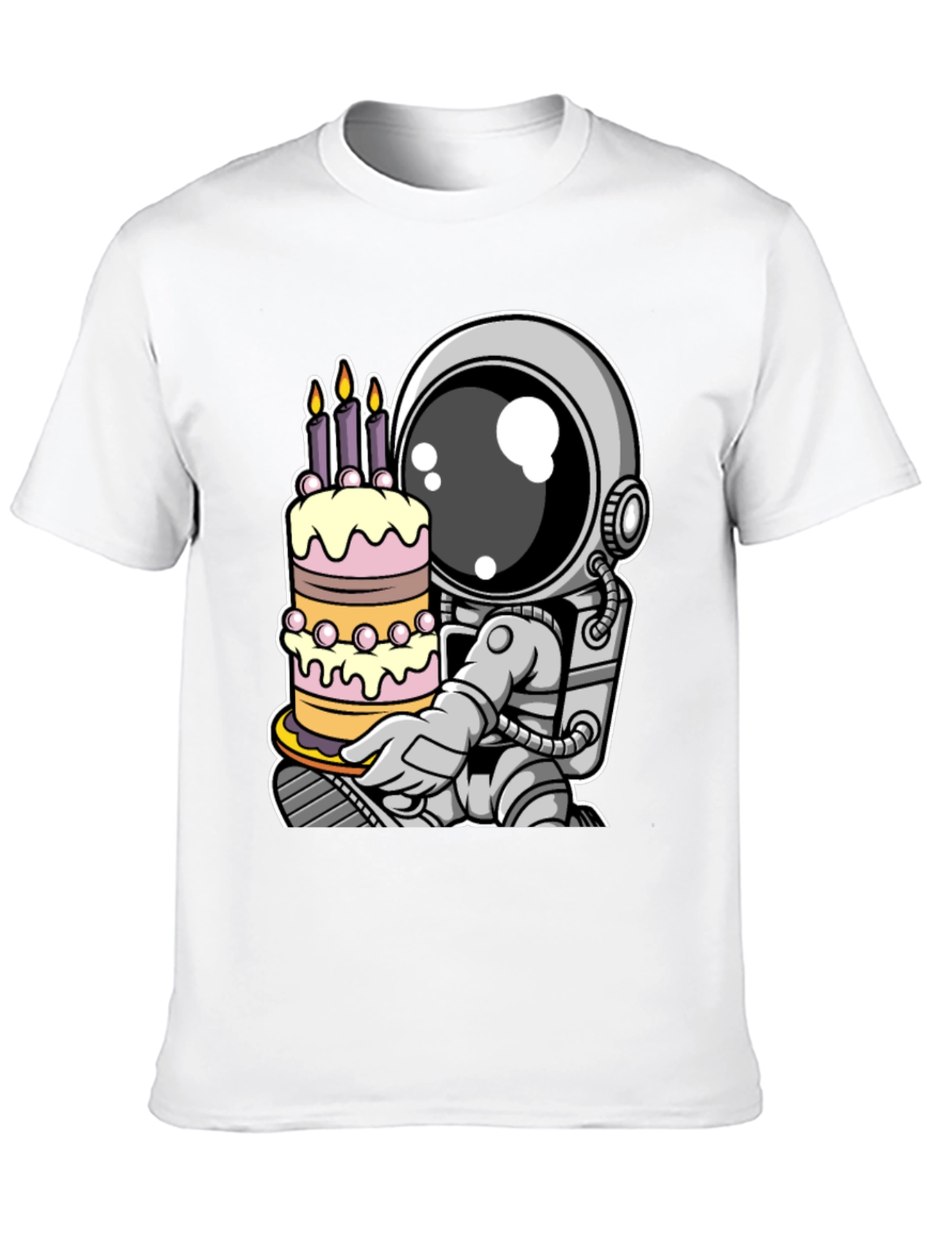 Astronaut Birthday Cake T-Shirt - Space Celebration Tee