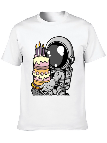 Astronaut Birthday Cake T-Shirt - Space Celebration Tee