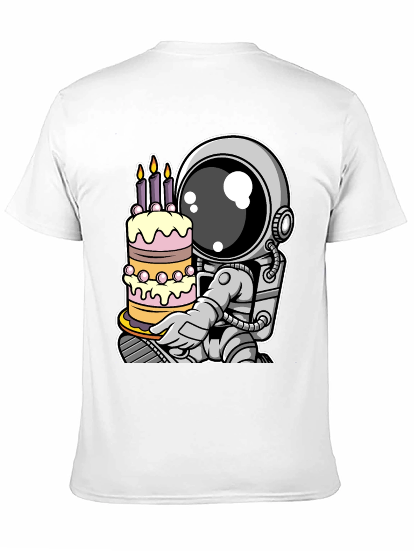 Astronaut Birthday Cake T-Shirt - Space Celebration Tee