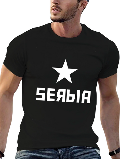 Serbia Star Graphic Tee - Mens Black T-Shirt