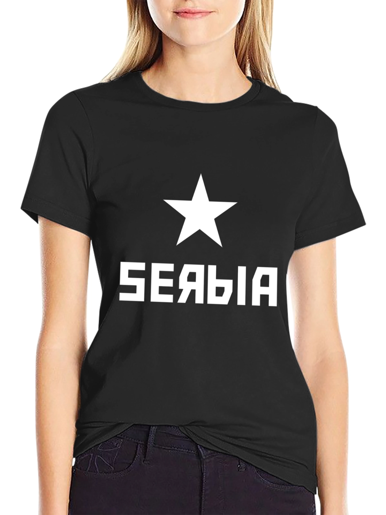 Serbia Star Graphic Tee - Mens Black T-Shirt