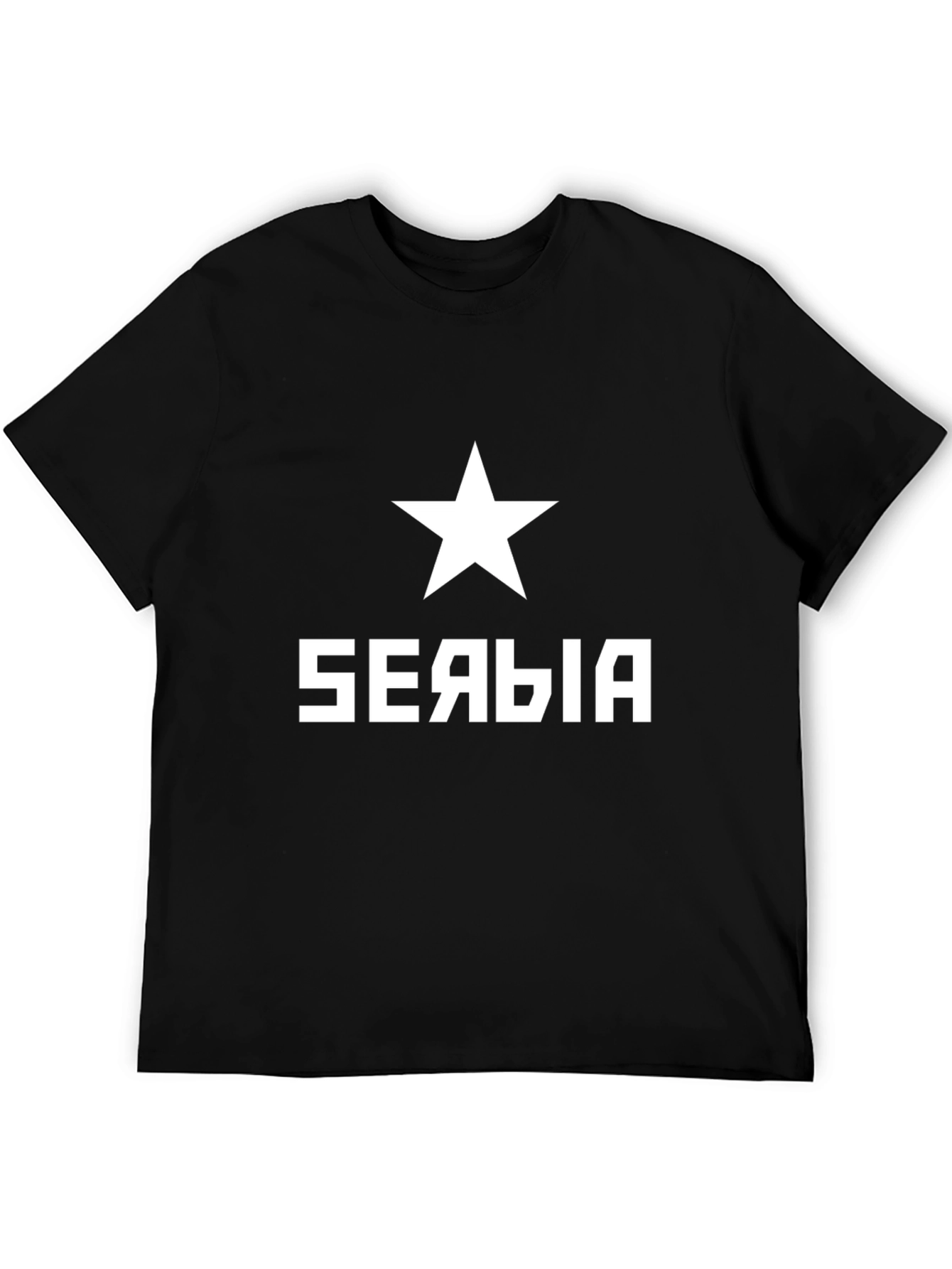 Serbia Star Graphic Tee - Mens Black T-Shirt