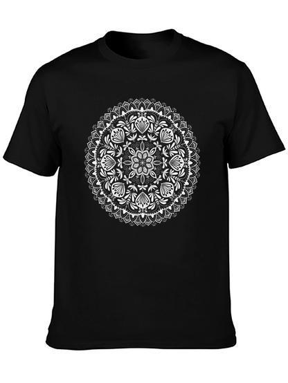 Black Mandala T-Shirt - Artistic Floral Design
